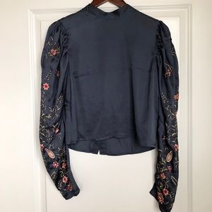 H&M Long sleeve embroidered blouse
